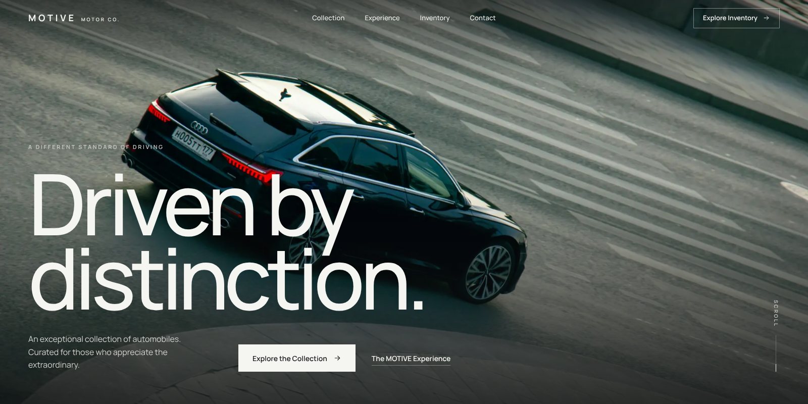 MOTIVE Motor Co. website concept homepage