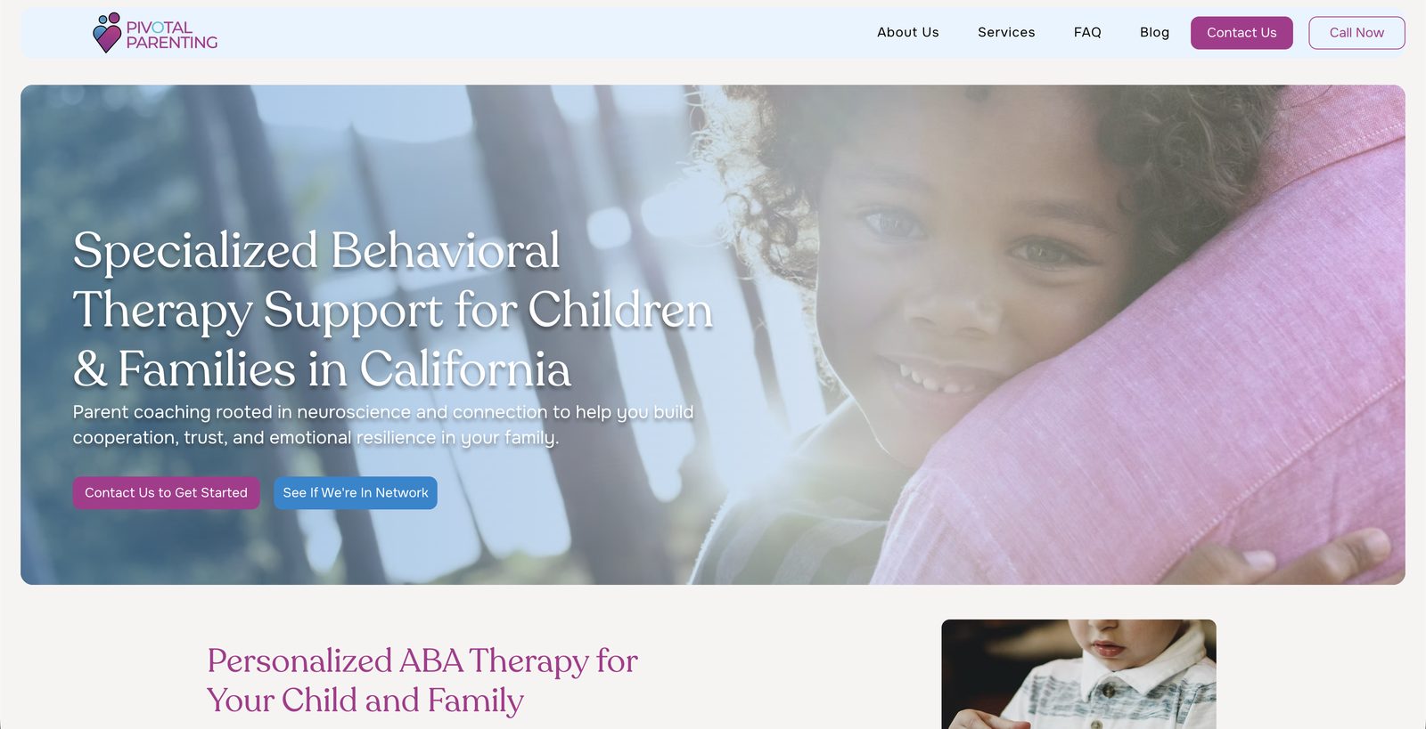 Pivotal Parenting website homepage